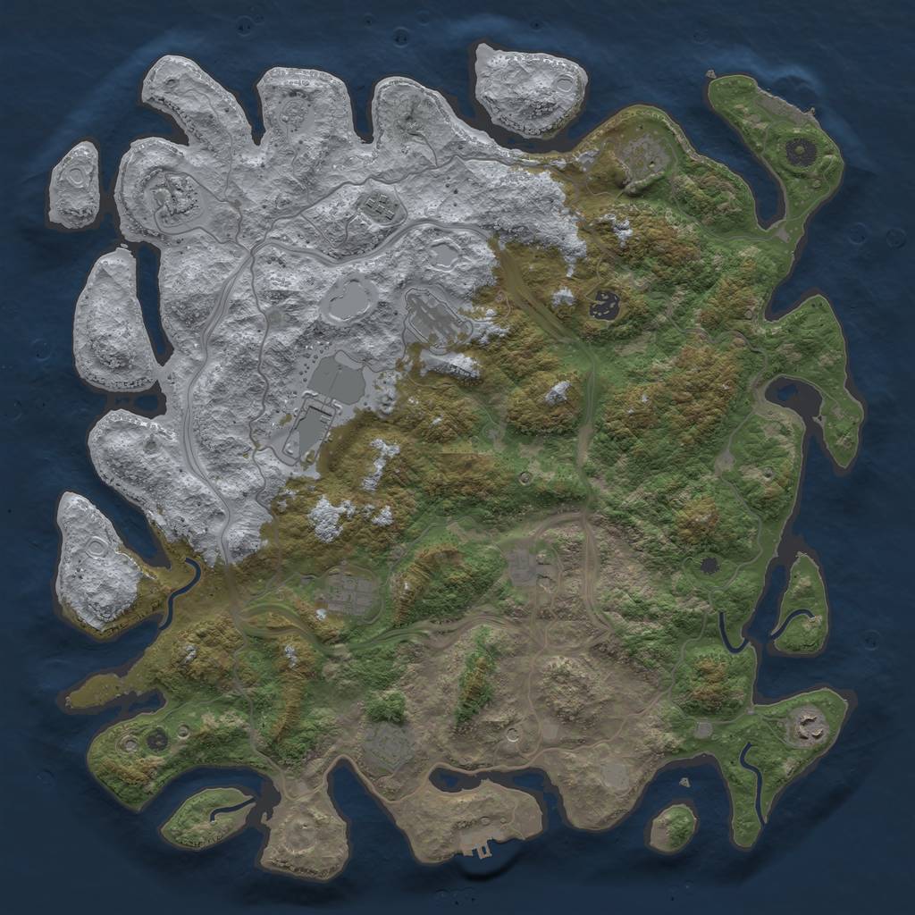 Rust Map: Procedural Map, Size: 4500, Seed: 1270317252, 19 Monuments
