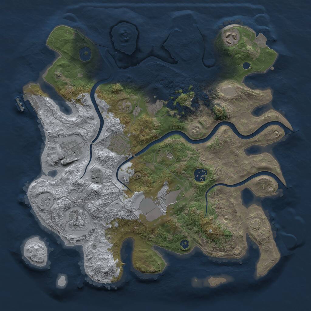 Rust Map: Procedural Map, Size: 3500, Seed: 963254, 14 Monuments
