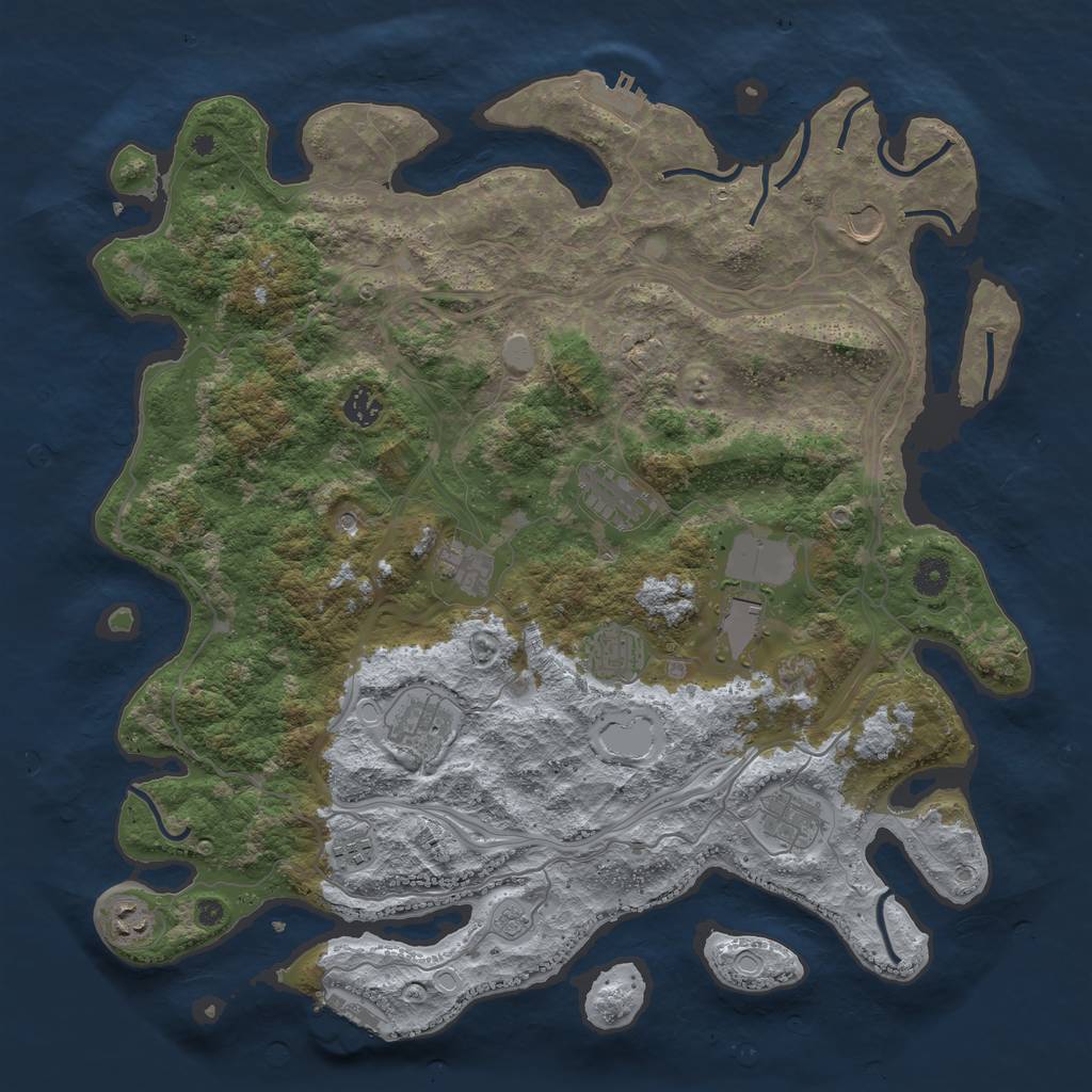 Rust Map: Procedural Map, Size: 4300, Seed: 35633098, 19 Monuments