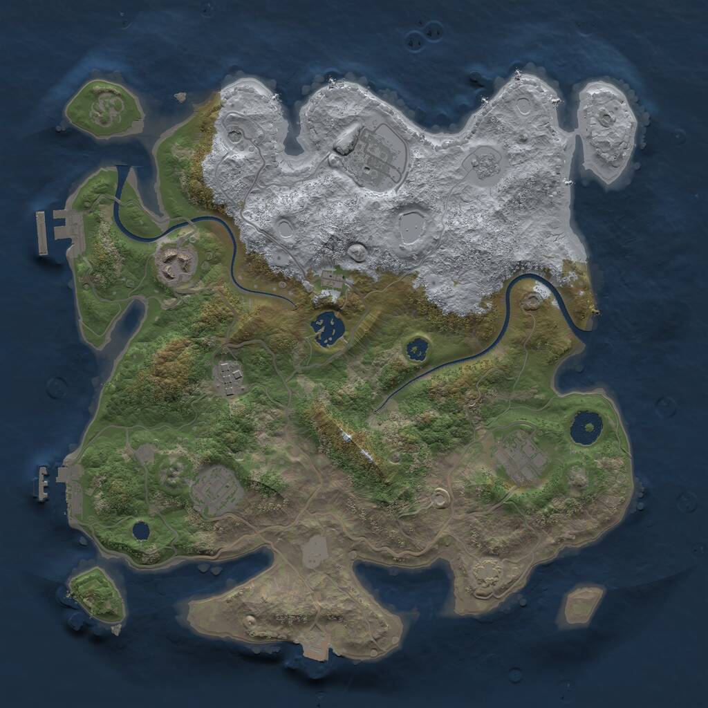 Rust Map: Procedural Map, Size: 3250, Seed: 1363673771, 12 Monuments