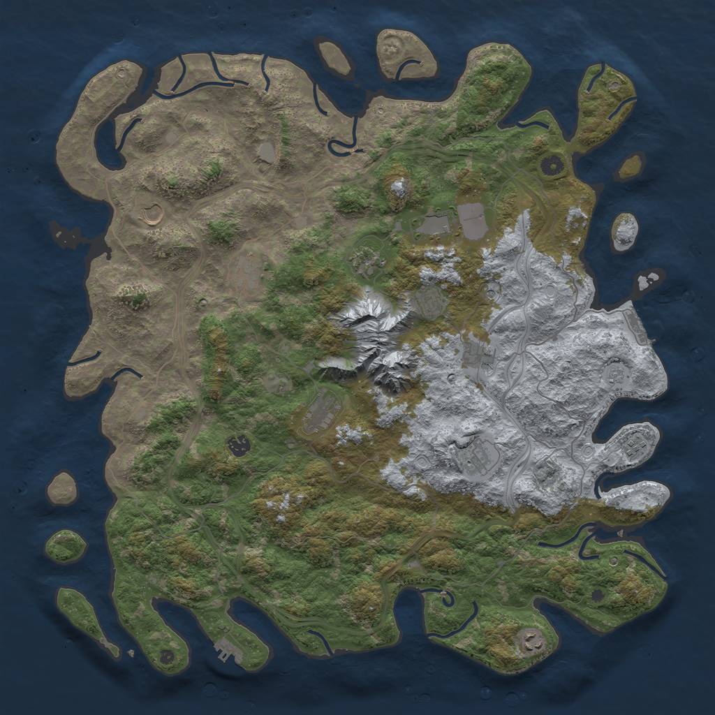 Rust Map: Procedural Map, Size: 5000, Seed: 1150626579, 20 Monuments