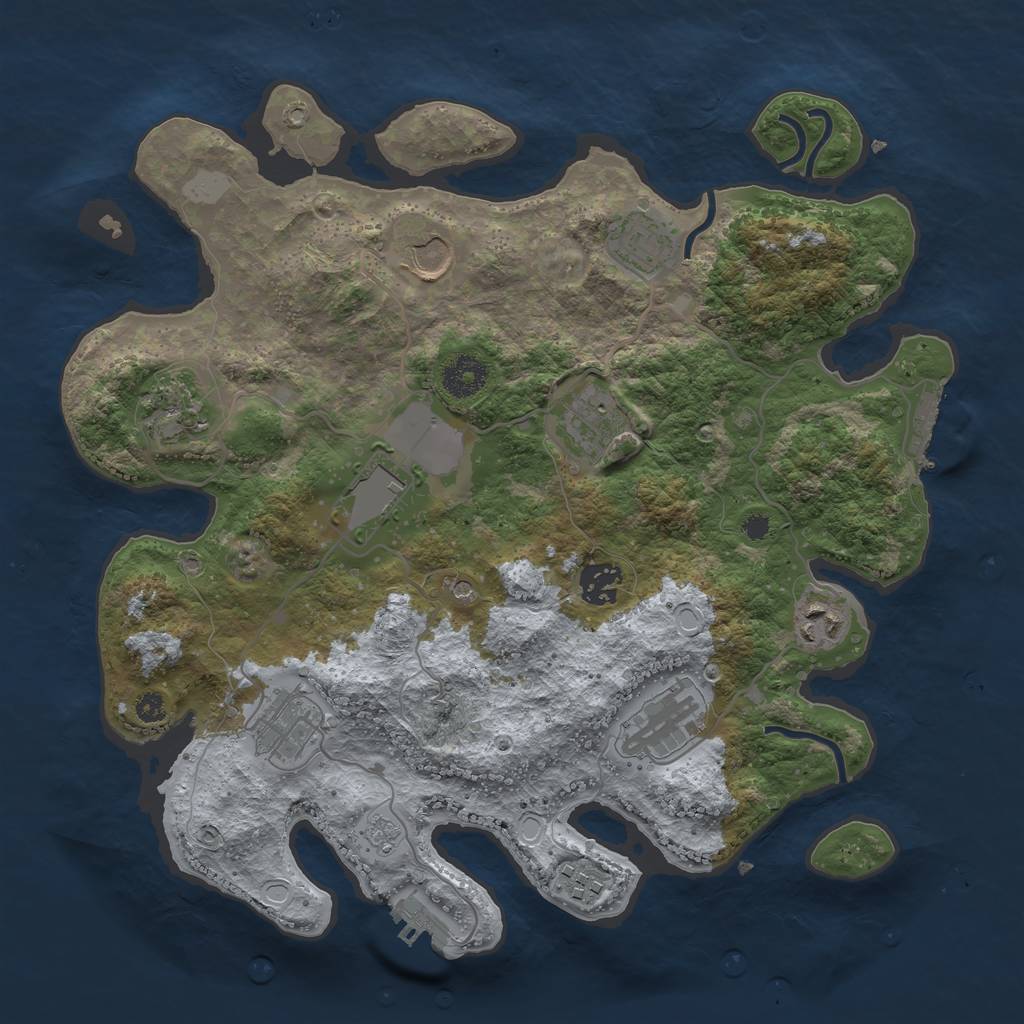 Rust Map: Procedural Map, Size: 3500, Seed: 650339534, 19 Monuments