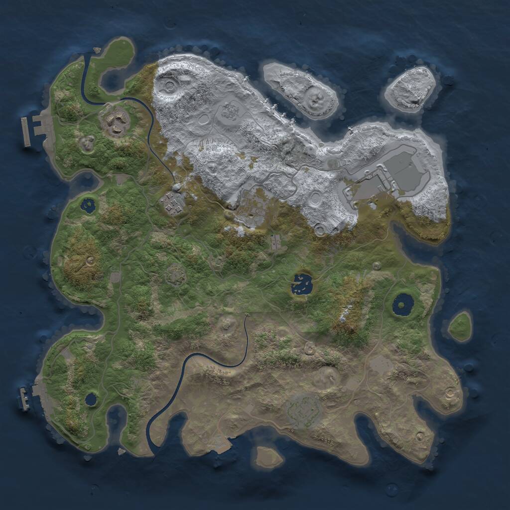 Rust Map: Procedural Map, Size: 3500, Seed: 80394700, 12 Monuments