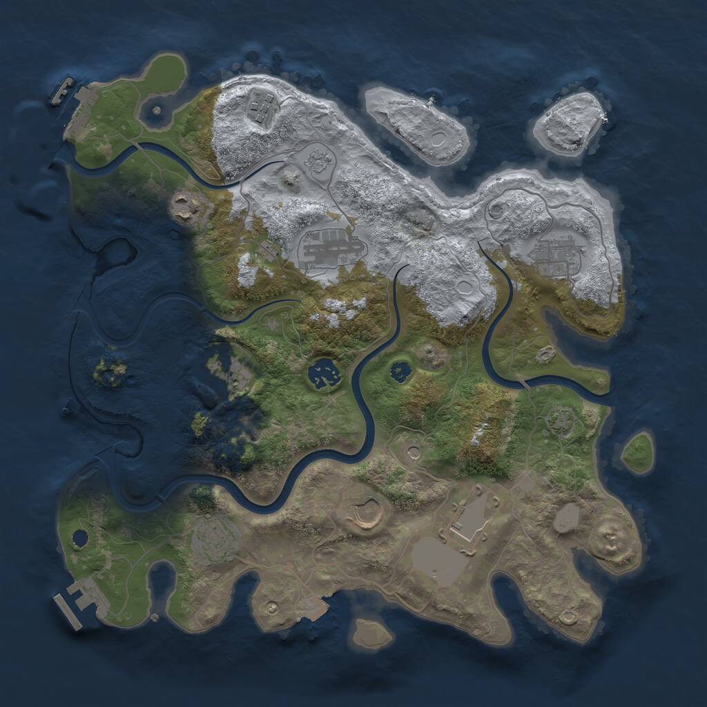 Rust Map: Procedural Map, Size: 3500, Seed: 80394700, 15 Monuments