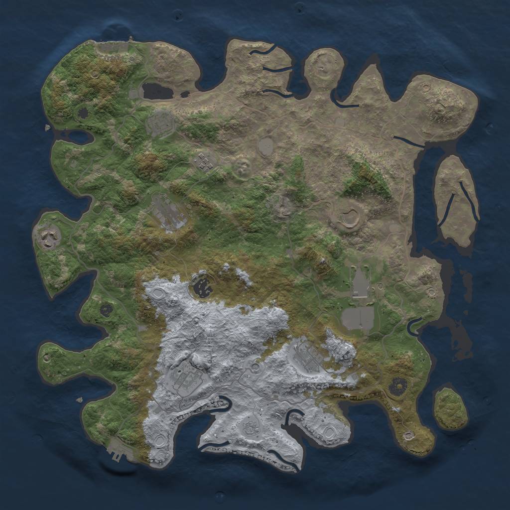 Rust Map: Procedural Map, Size: 4100, Seed: 34162, 18 Monuments