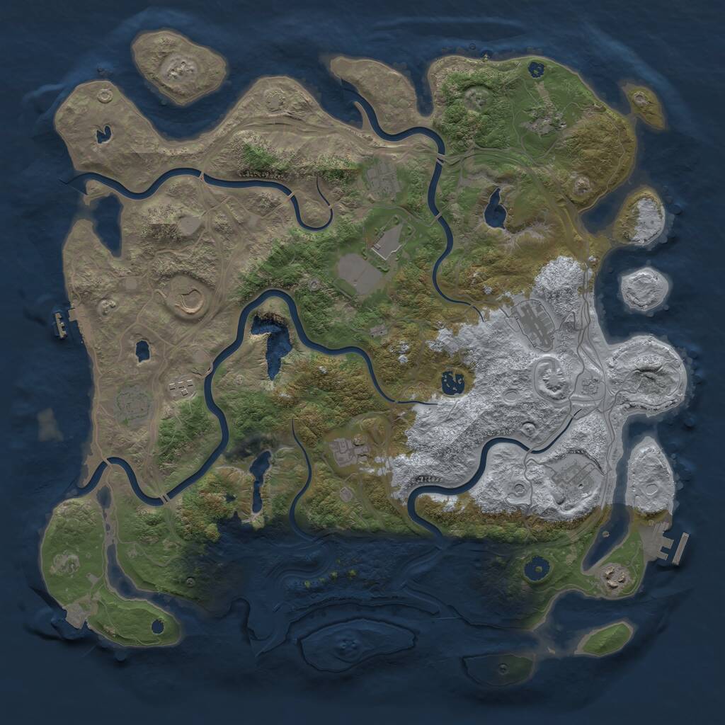 Rust Map: Procedural Map, Size: 4500, Seed: 1425986, 17 Monuments