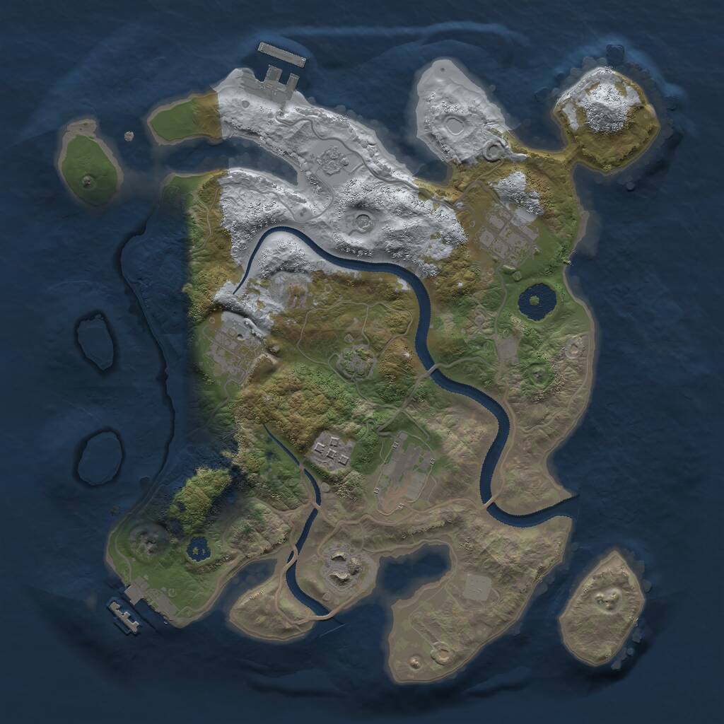 Rust Map: Procedural Map, Size: 3000, Seed: 909, 11 Monuments