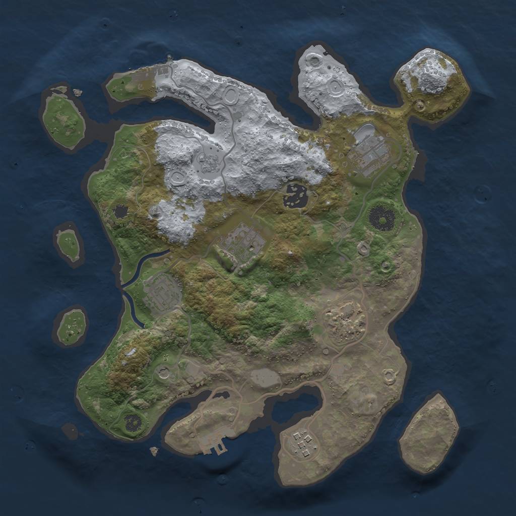 Rust Map: Procedural Map, Size: 3000, Seed: 909, 15 Monuments