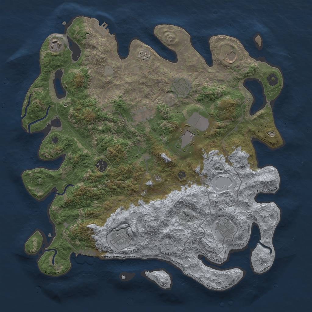 Rust Map: Procedural Map, Size: 4000, Seed: 1809689923, 18 Monuments