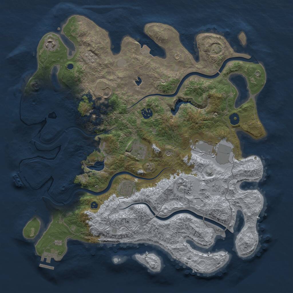 Rust Map: Procedural Map, Size: 4000, Seed: 1809689923, 14 Monuments