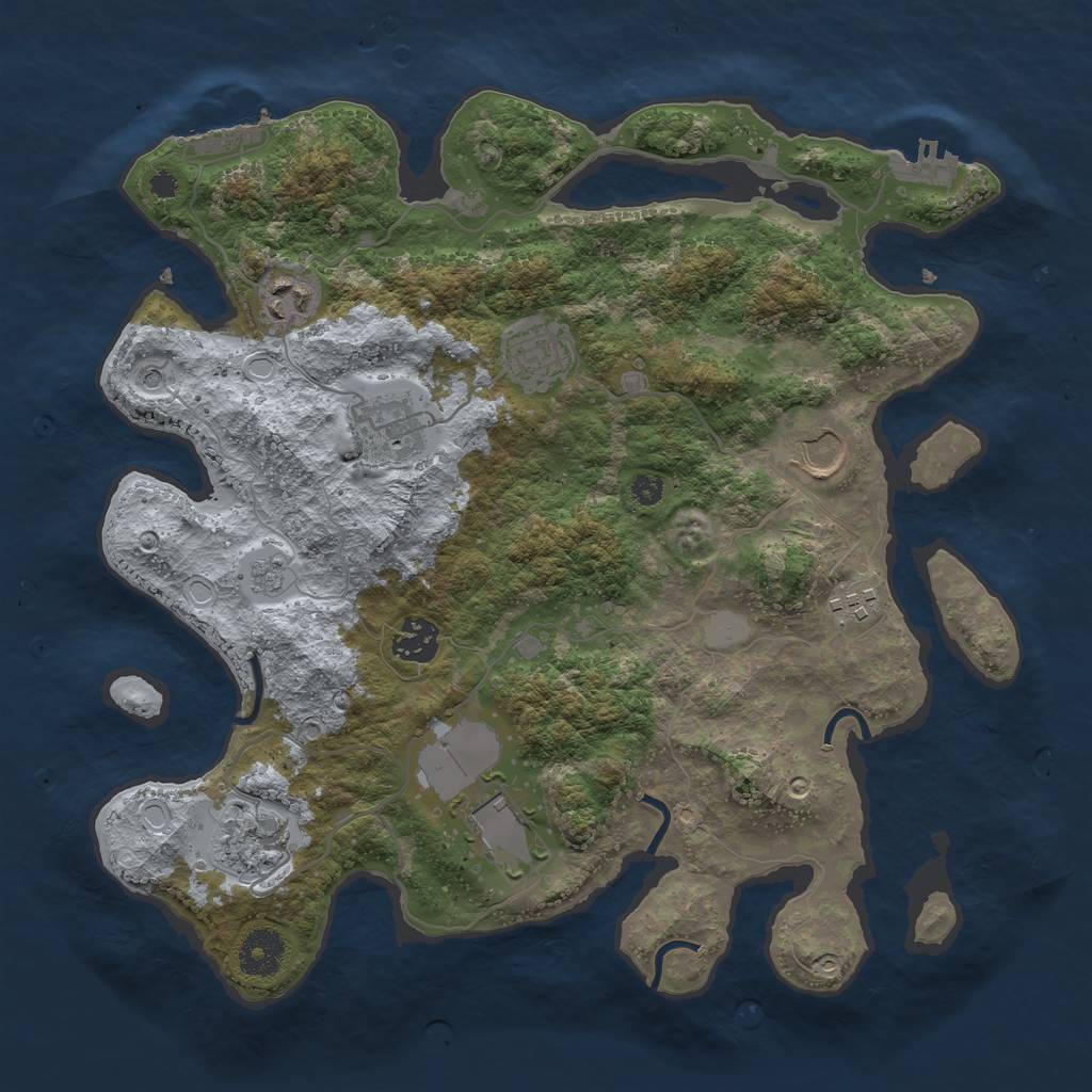 Rust Map: Procedural Map, Size: 3500, Seed: 76296187, 17 Monuments