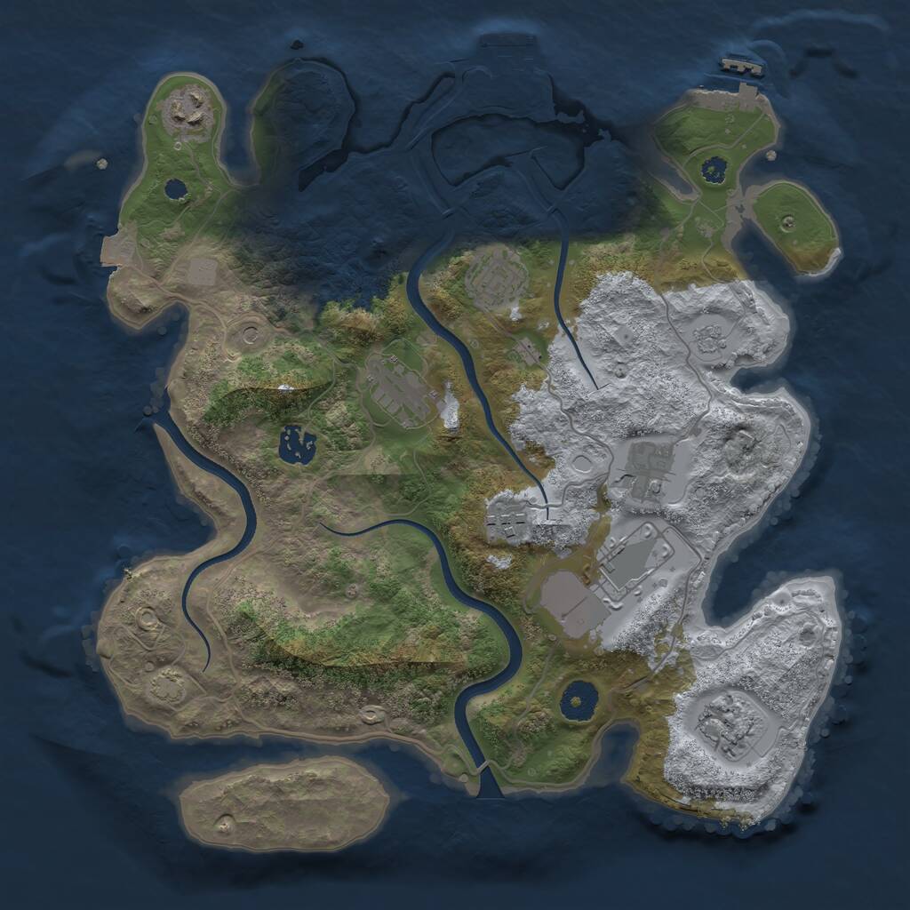 Rust Map: Procedural Map, Size: 3500, Seed: 11421475, 14 Monuments