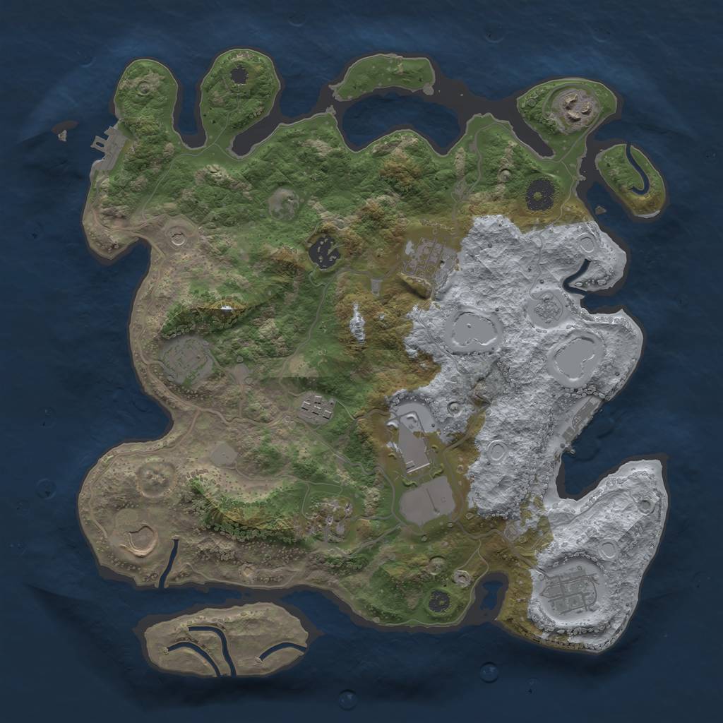 Rust Map: Procedural Map, Size: 3500, Seed: 11421475, 18 Monuments