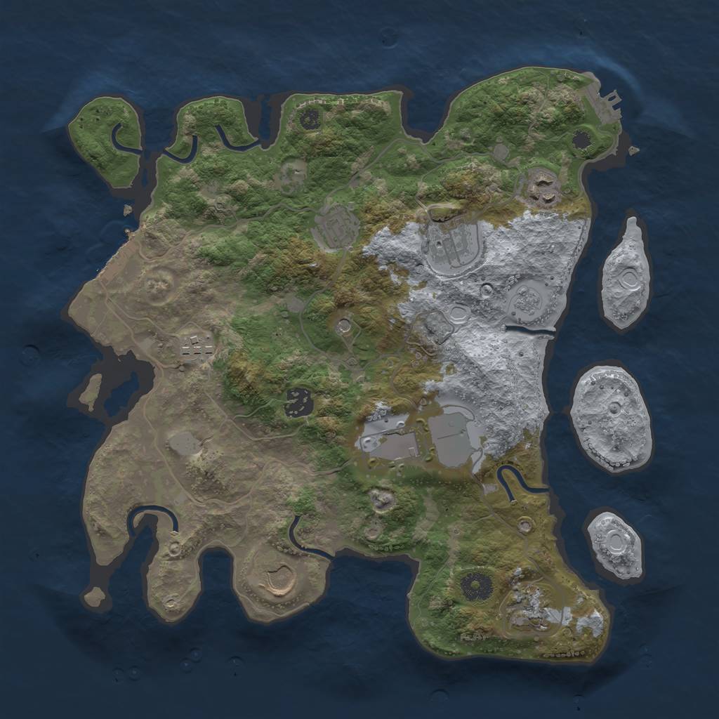 Rust Map: Procedural Map, Size: 3500, Seed: 52150373, 17 Monuments