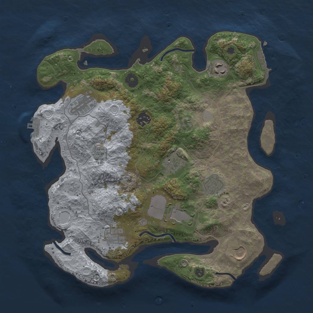 Rust Map: Procedural Map, Size: 3500, Seed: 70538935, 17 Monuments