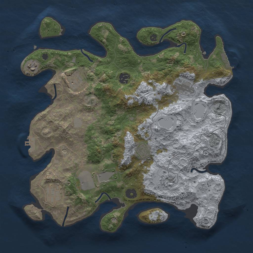 Rust Map: Procedural Map, Size: 3500, Seed: 4364739, 18 Monuments