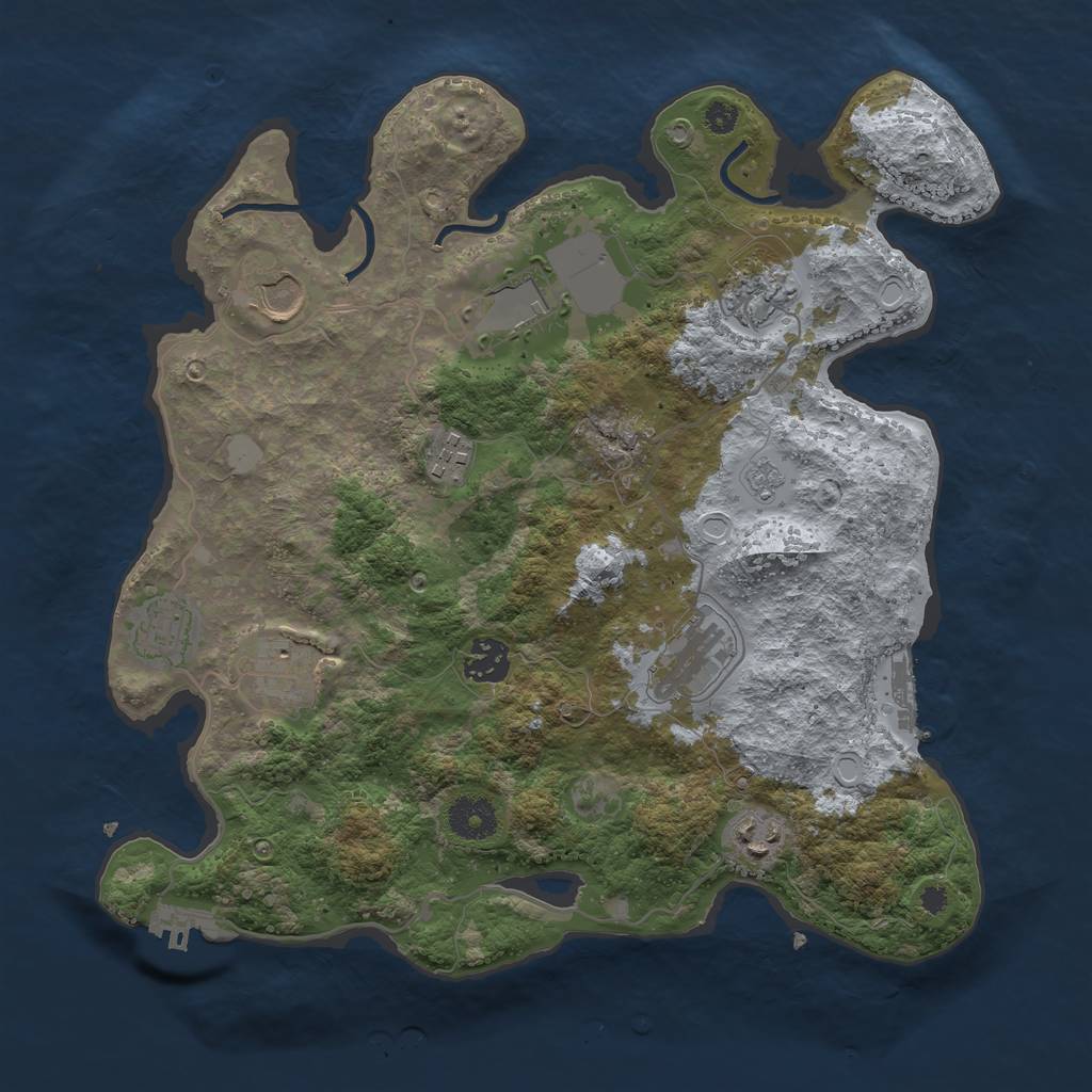 Rust Map: Procedural Map, Size: 3500, Seed: 9323745, 17 Monuments