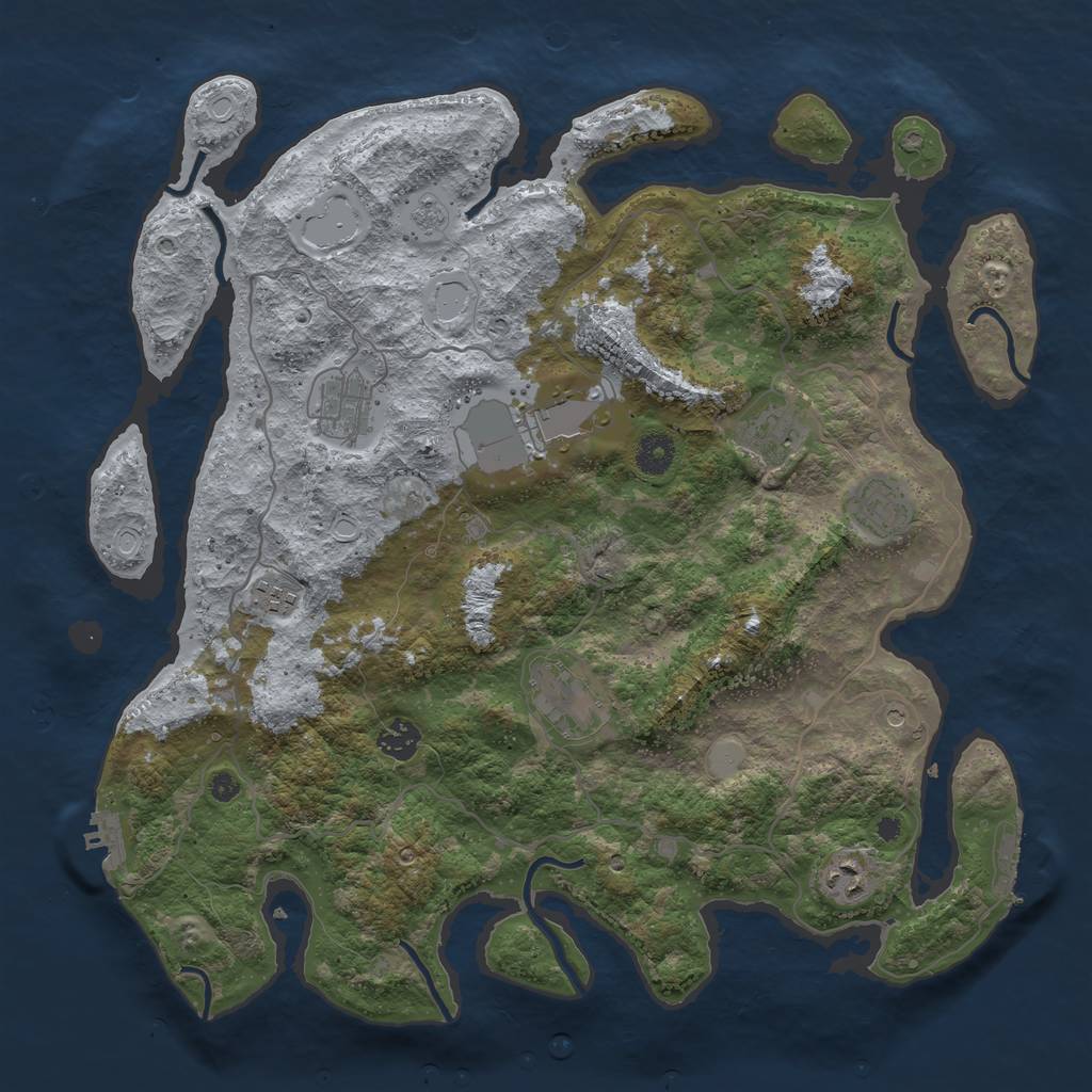 Rust Map: Procedural Map, Size: 4000, Seed: 990211, 17 Monuments