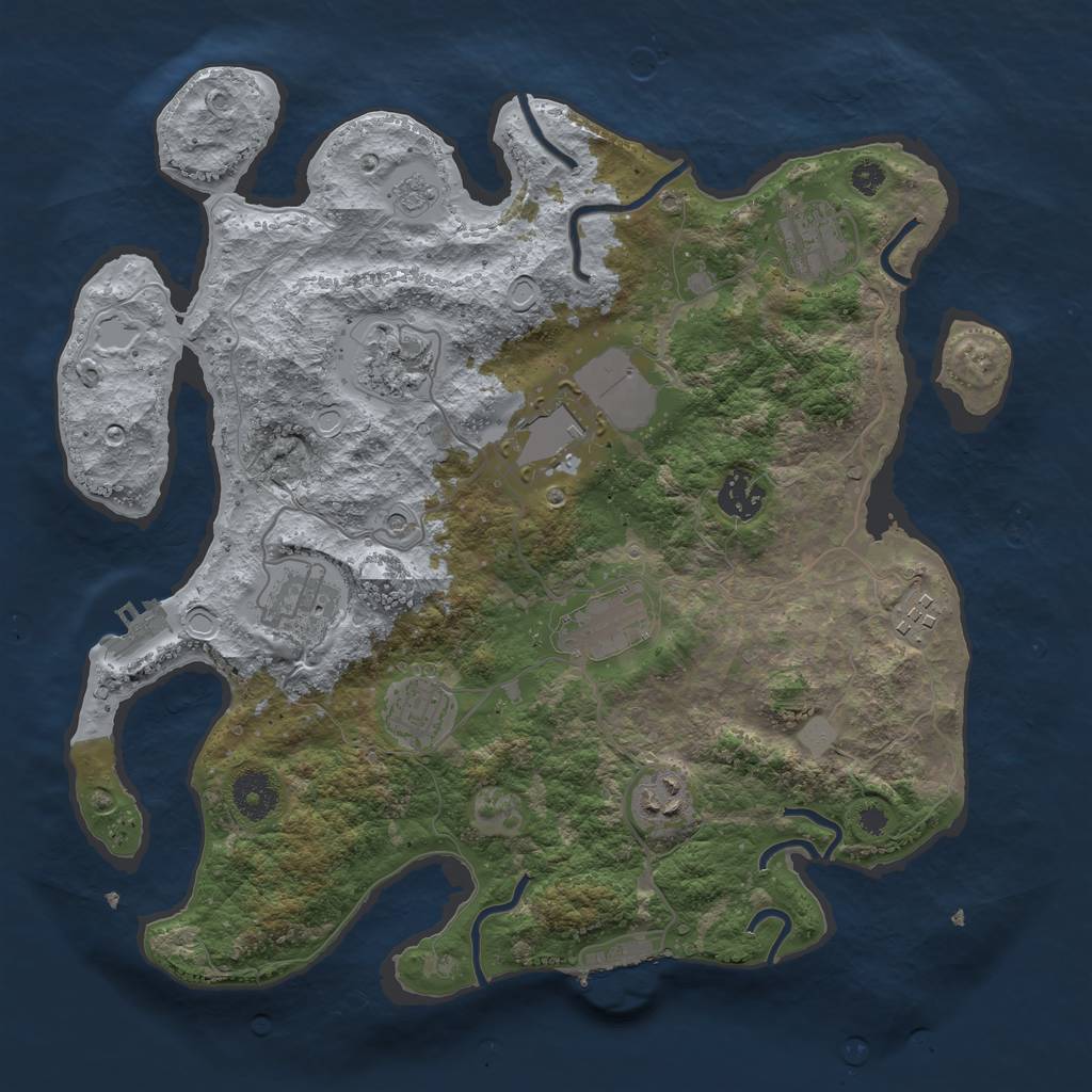 Rust Map: Procedural Map, Size: 3500, Seed: 34284425, 16 Monuments