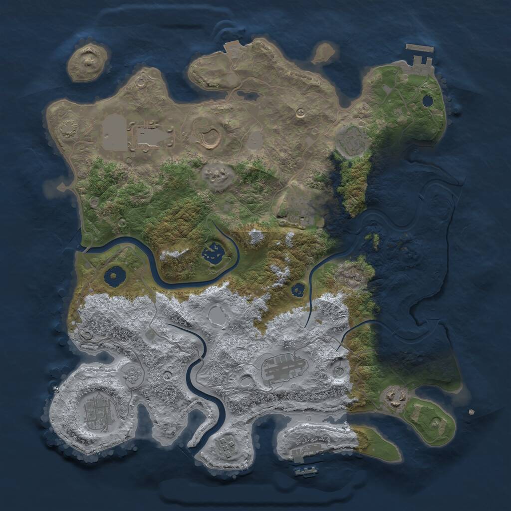 Rust Map: Procedural Map, Size: 3700, Seed: 569400376, 15 Monuments