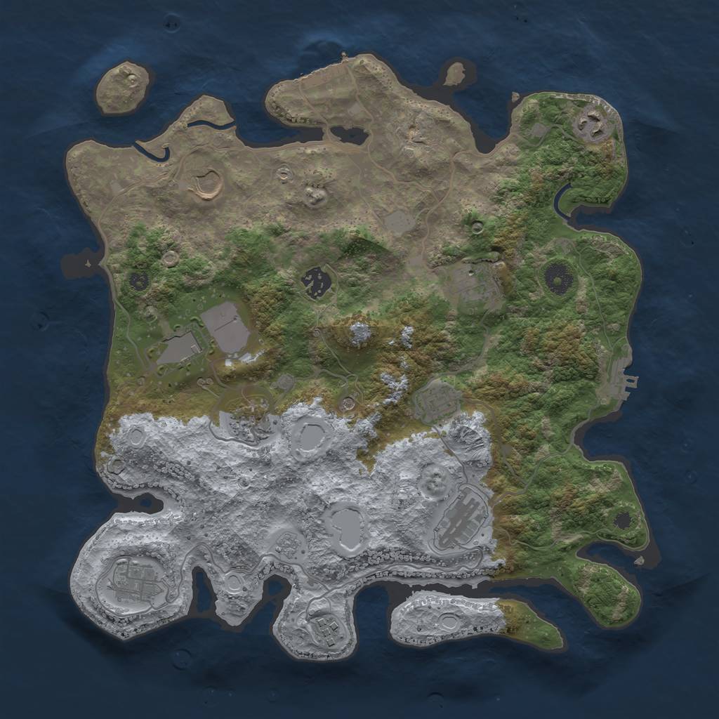 Rust Map: Procedural Map, Size: 3700, Seed: 569400376, 19 Monuments