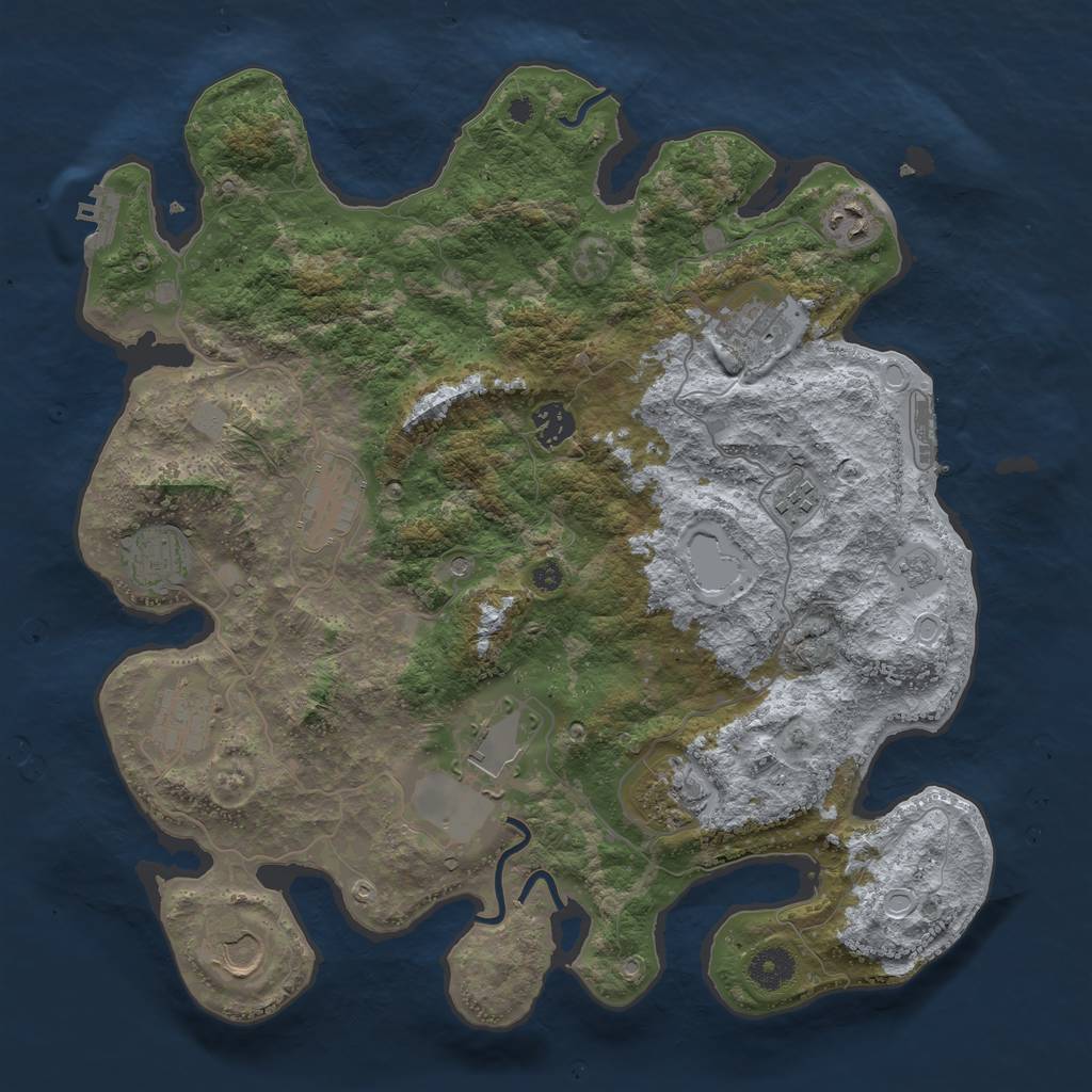 Rust Map: Procedural Map, Size: 3800, Seed: 1859007, 19 Monuments