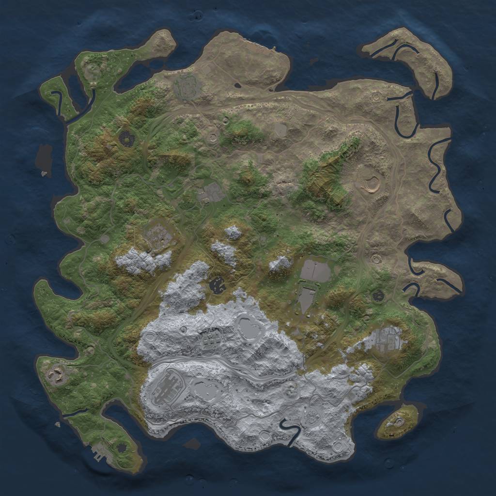 Rust Map: Procedural Map, Size: 4500, Seed: 1483117433, 19 Monuments