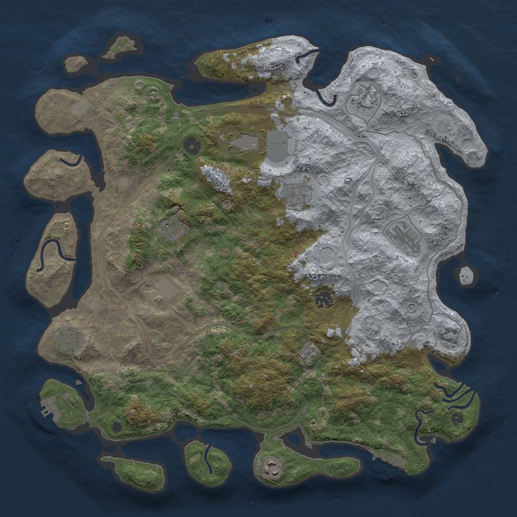Rust Map: Procedural Map, Size: 4400, Seed: 48563556, 19 Monuments
