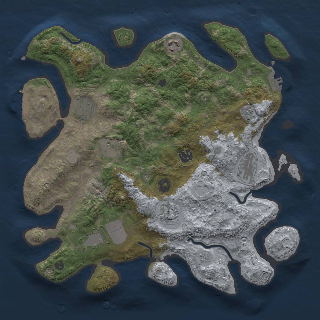 Rust Map: Procedural Map, Size: 3500, Seed: 16217357, 17 Monuments