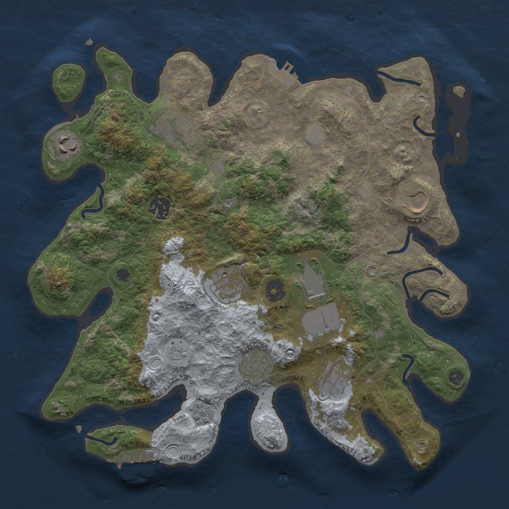 Rust Map: Procedural Map, Size: 3500, Seed: 1838290116, 18 Monuments
