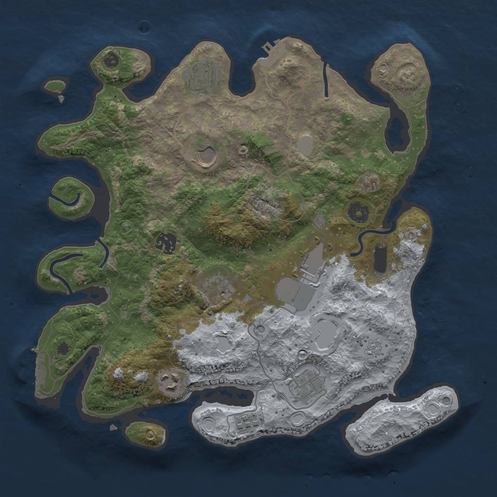 Rust Map: Procedural Map, Size: 3500, Seed: 682591878, 17 Monuments