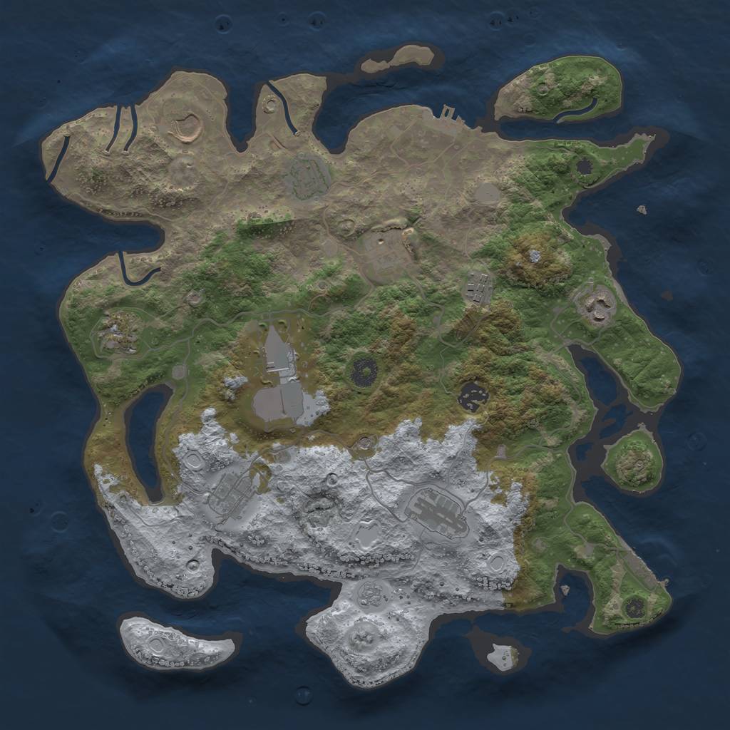 Rust Map: Procedural Map, Size: 3800, Seed: 425187396, 17 Monuments
