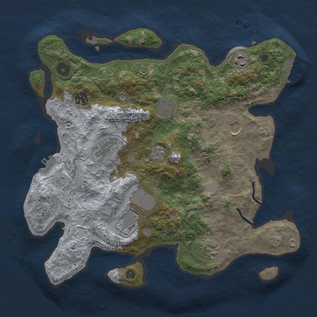 Rust Map: Procedural Map, Size: 3500, Seed: 3317, 17 Monuments