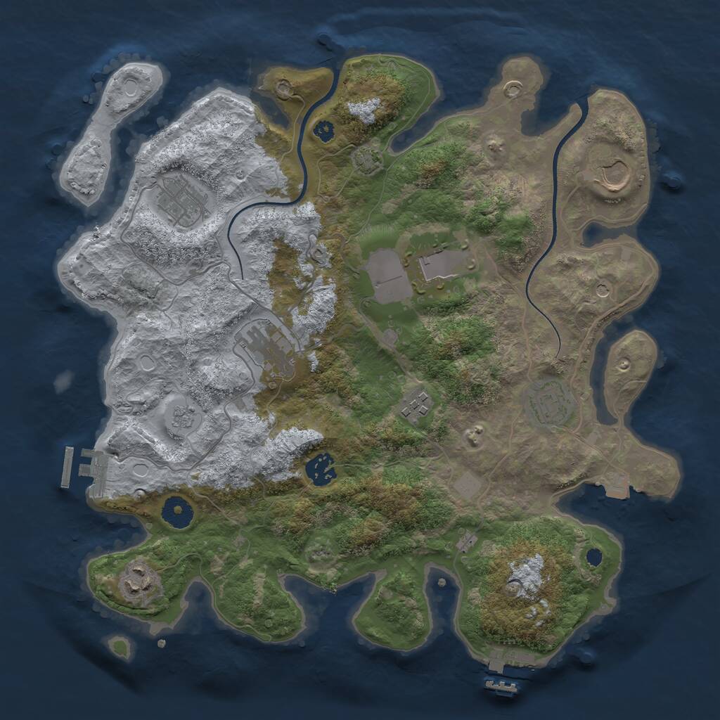 Rust Map: Procedural Map, Size: 3500, Seed: 77141457, 14 Monuments