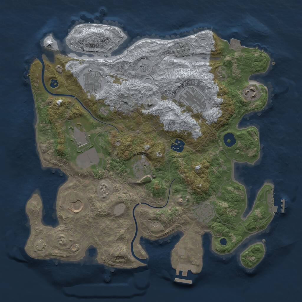 Rust Map: Procedural Map, Size: 3500, Seed: 93719940, 15 Monuments