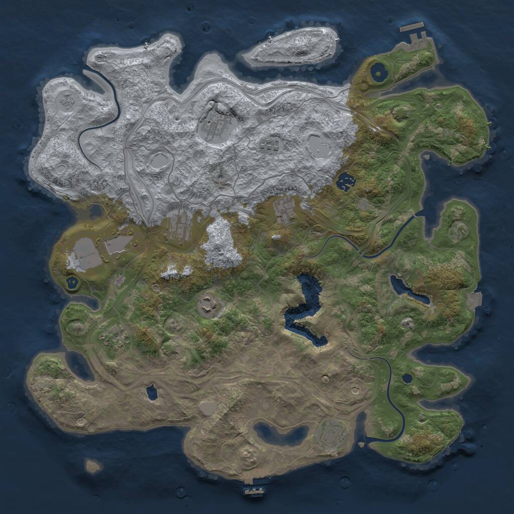 Rust Map: Procedural Map, Size: 4250, Seed: 1943599781, 15 Monuments