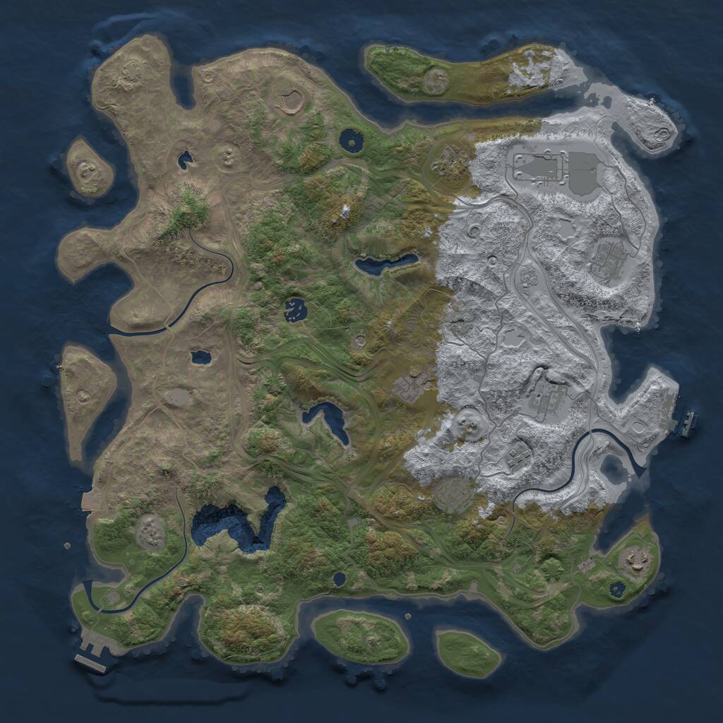 Rust Map: Procedural Map, Size: 4500, Seed: 605247218, 16 Monuments