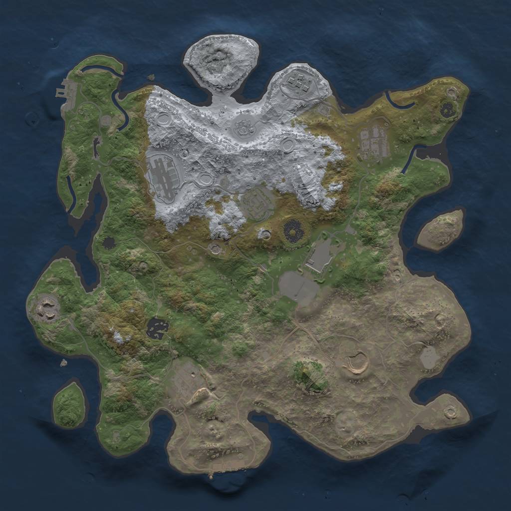 Rust Map: Procedural Map, Size: 3500, Seed: 1025432198, 18 Monuments