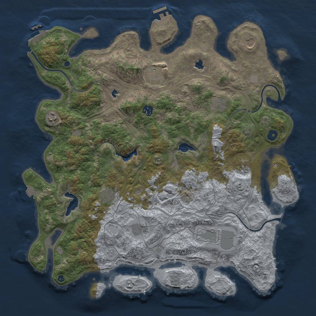 Rust Map: Procedural Map, Size: 4500, Seed: 11042196, 16 Monuments