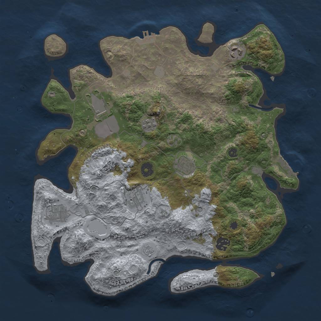 Rust Map: Procedural Map, Size: 3500, Seed: 48773906, 16 Monuments