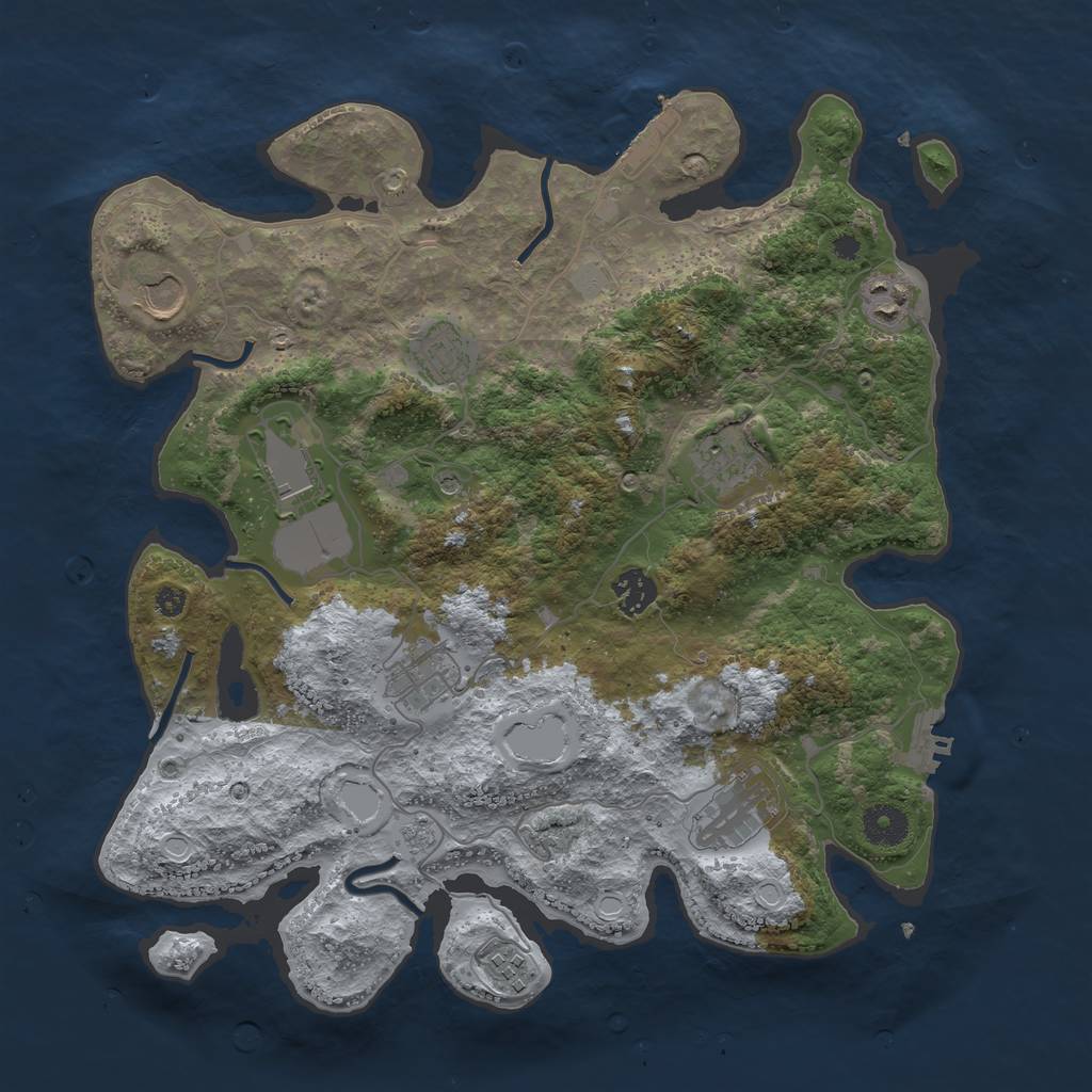 Rust Map: Procedural Map, Size: 3700, Seed: 2090136084, 18 Monuments