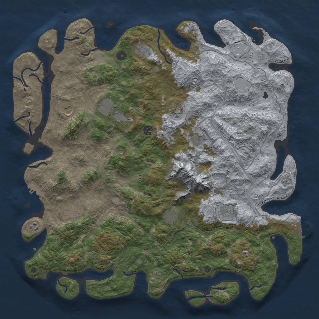 Rust Map: Procedural Map, Size: 5000, Seed: 401, 20 Monuments