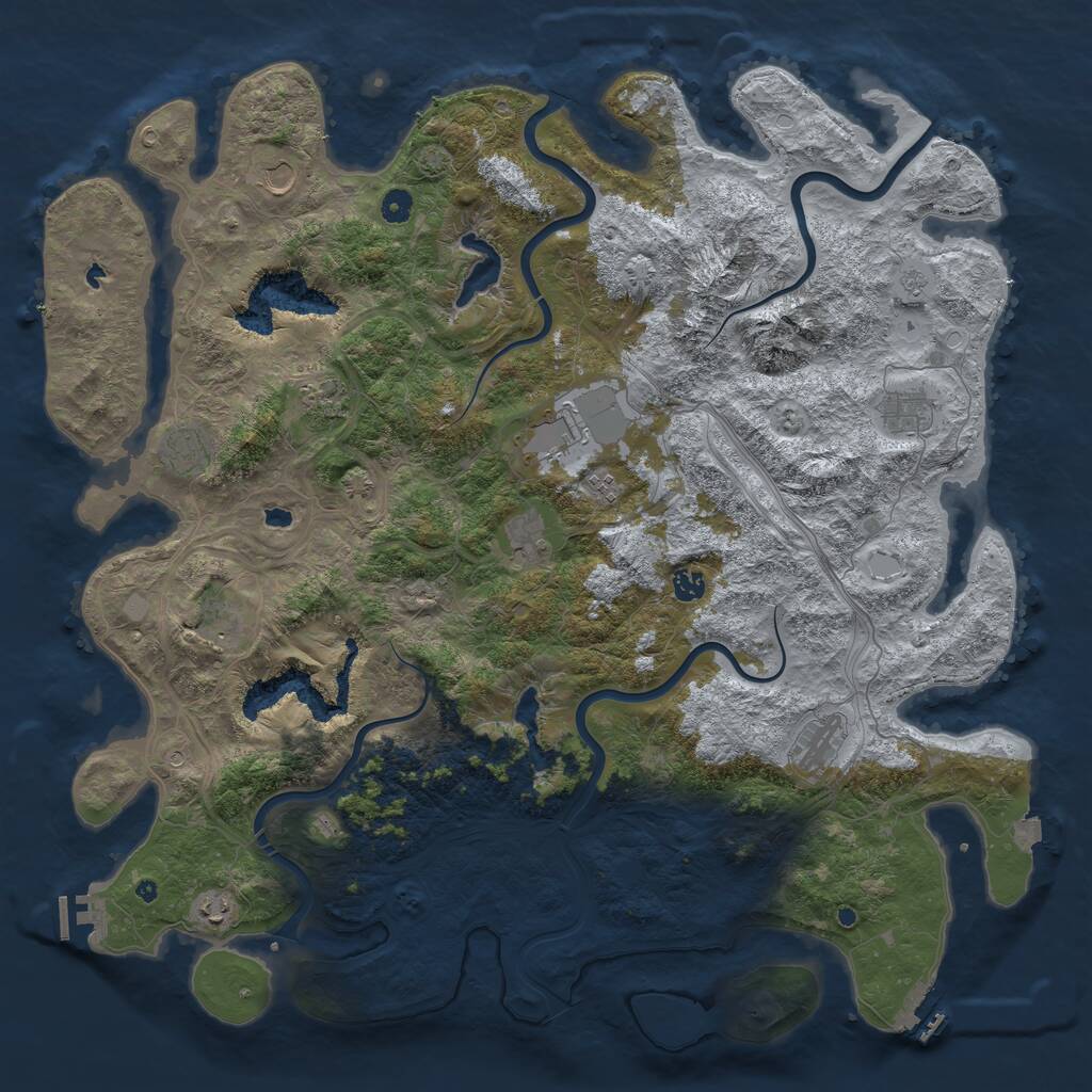 Rust Map: Procedural Map, Size: 5000, Seed: 401, 17 Monuments