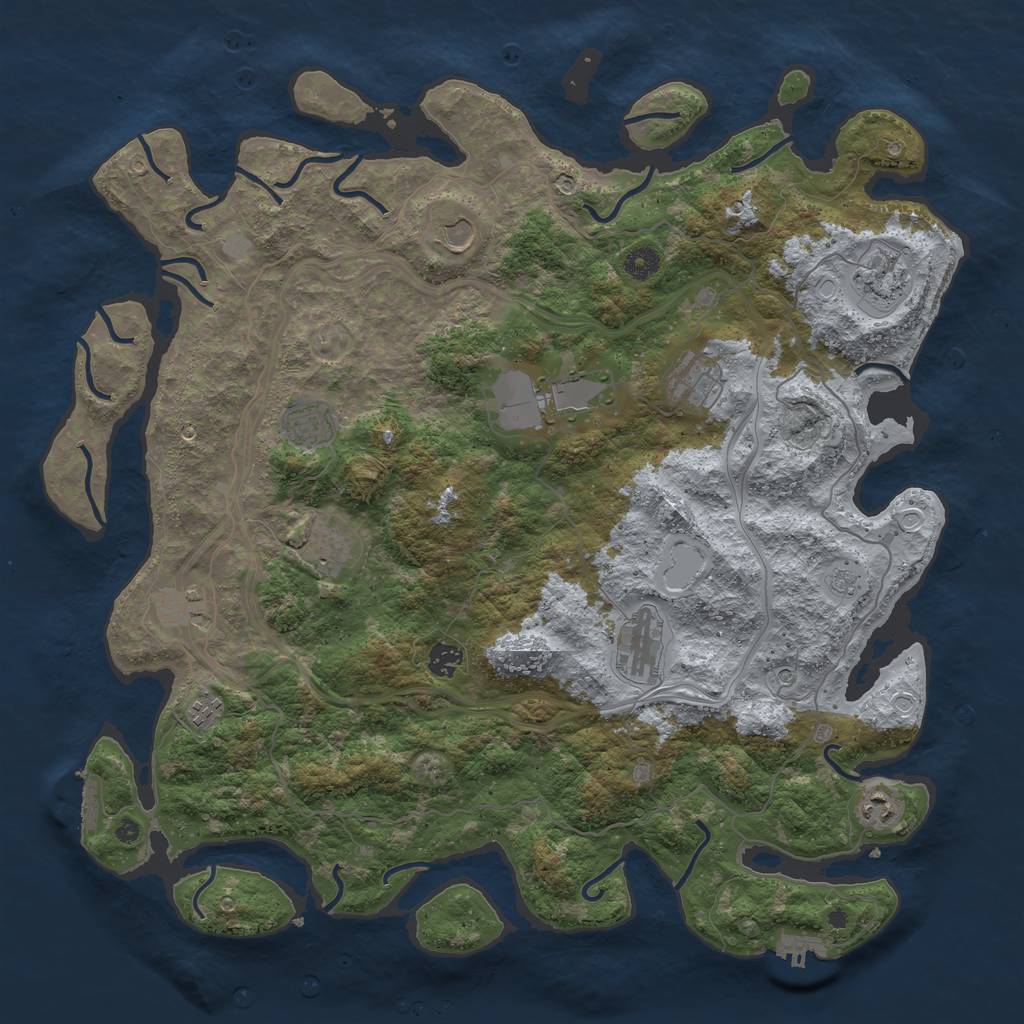 Rust Map: Procedural Map, Size: 4500, Seed: 852522982, 20 Monuments
