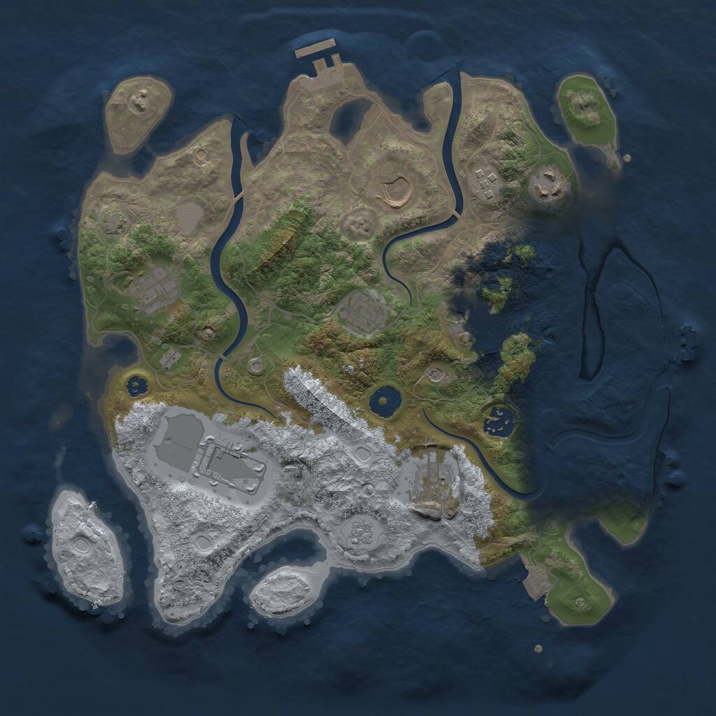 Rust Map: Procedural Map, Size: 3500, Seed: 1569280015, 15 Monuments
