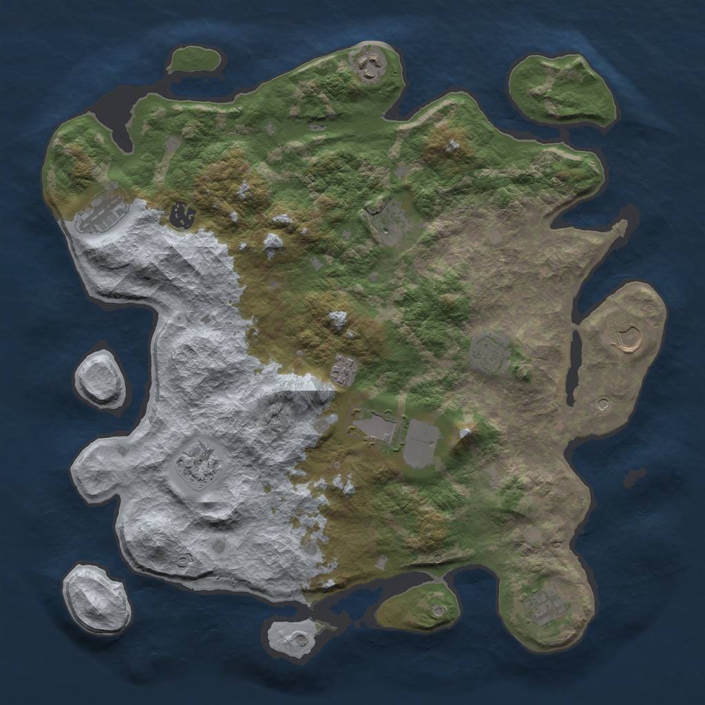 Rust Map: Barren, Size: 4000, Seed: 2013495183, 13 Monuments