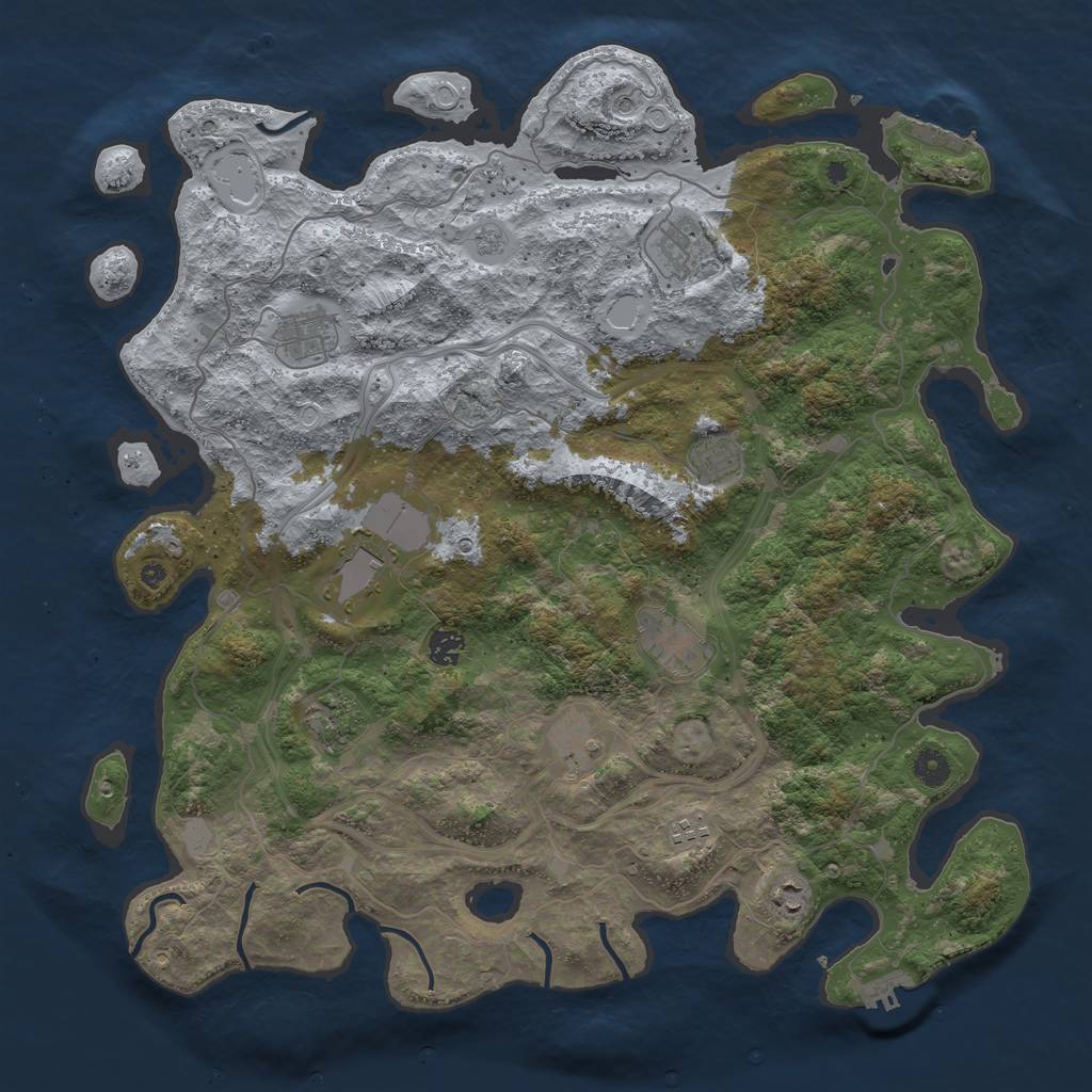 Rust Map: Procedural Map, Size: 4444, Seed: 766325, 17 Monuments