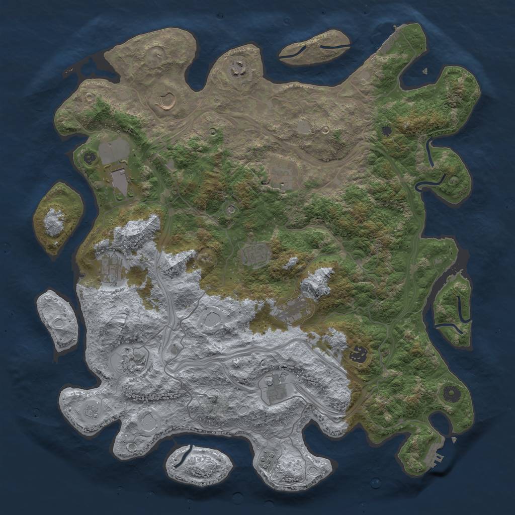 Rust Map: Procedural Map, Size: 4444, Seed: 275047, 20 Monuments