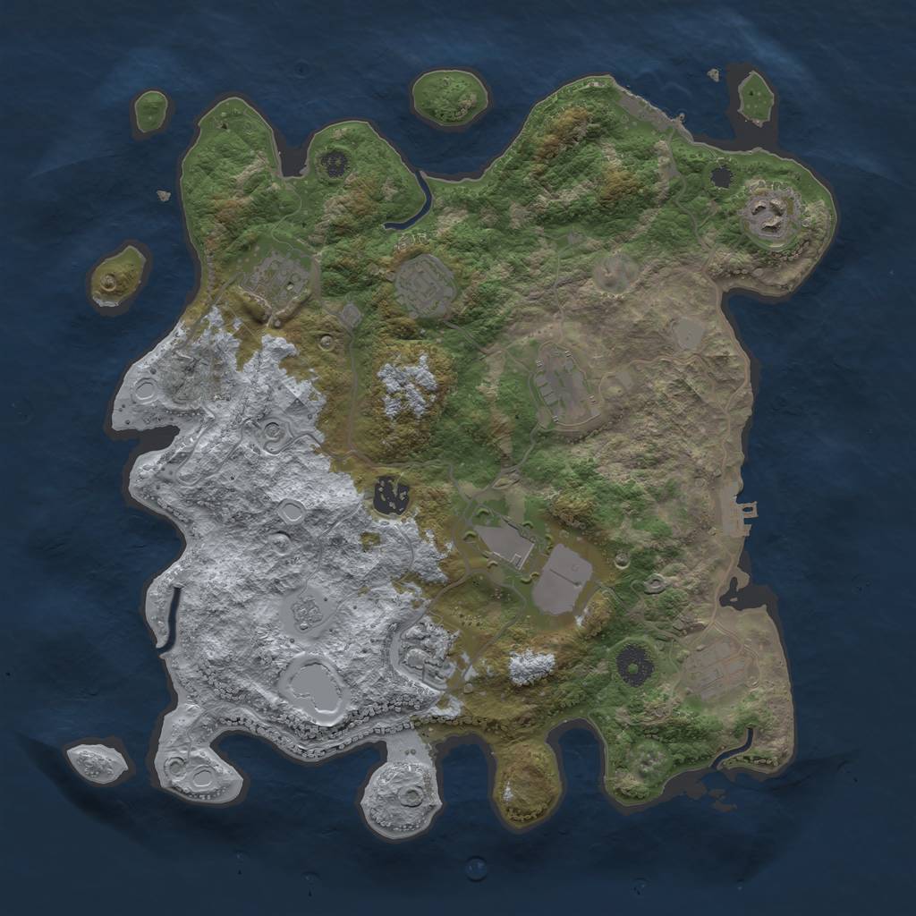 Rust Map: Procedural Map, Size: 3600, Seed: 27128034, 17 Monuments
