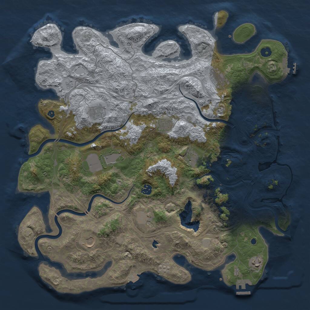 Rust Map: Procedural Map, Size: 4444, Seed: 665670, 16 Monuments